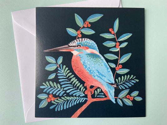 Card Kingfisher teal