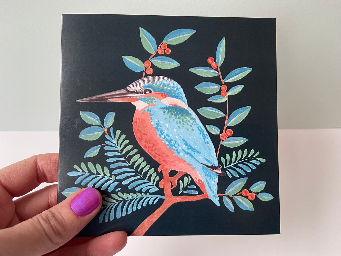 Card Kingfisher teal