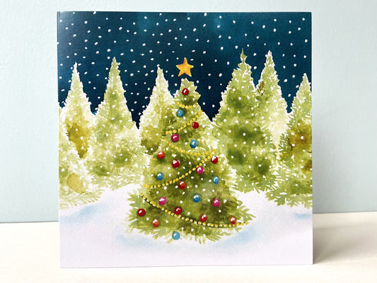 Christmas card with Christmas trees