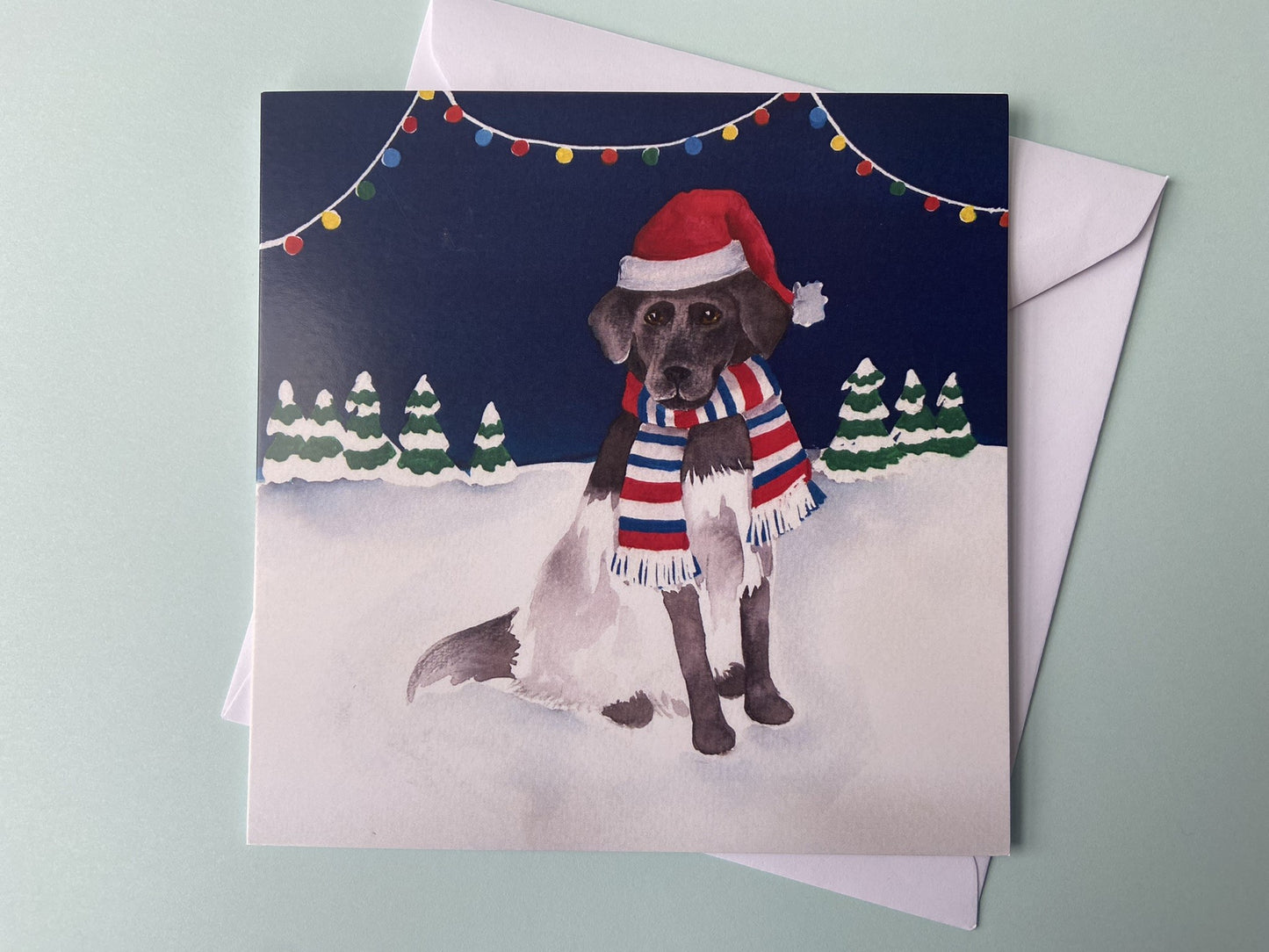 Christmas card Dog in the snow