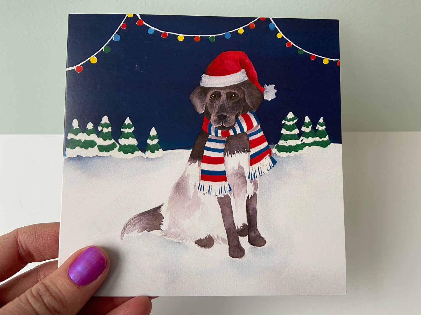 Christmas card Dog in the snow