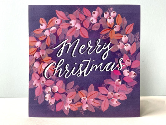 Christmas card Merry Christmas wreath