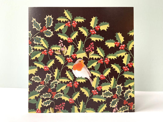 Christmas card Robin in the holly