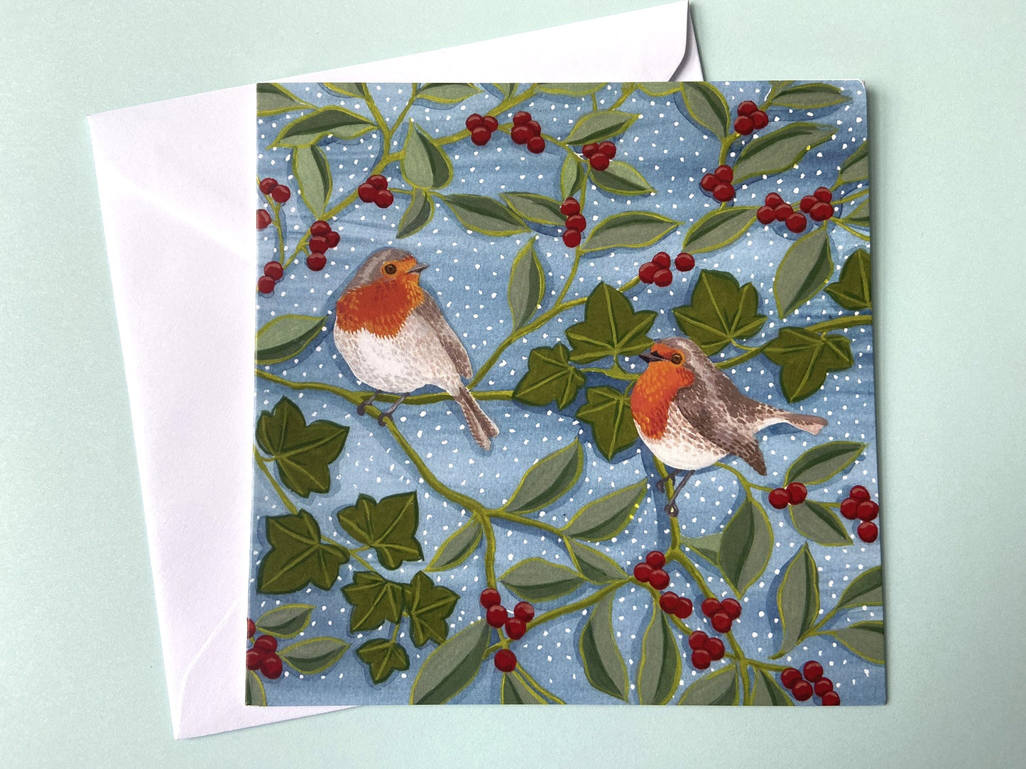 Christmas card Two robins