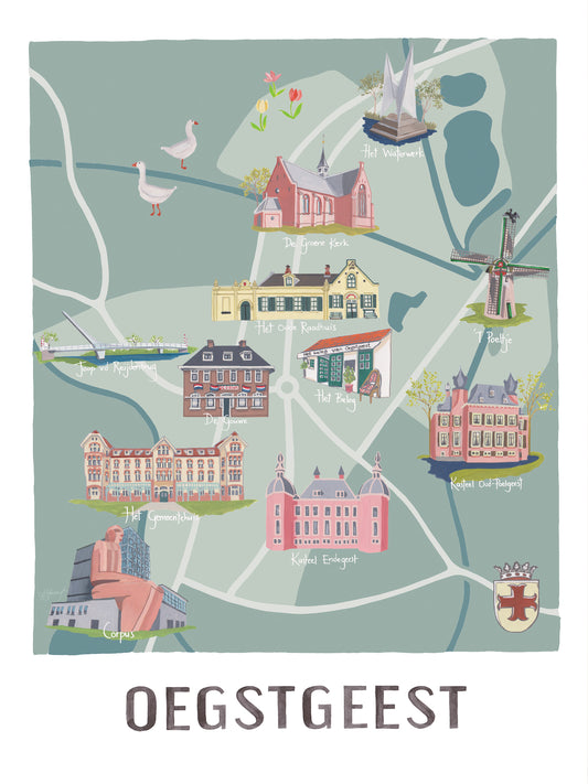 A3/A4 Poster Oegstgeest plattegrond