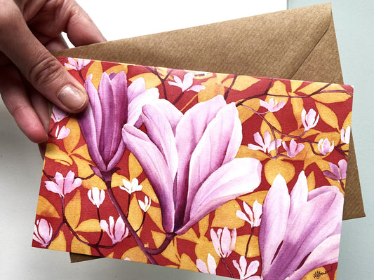 Card Big Magnolia on orange