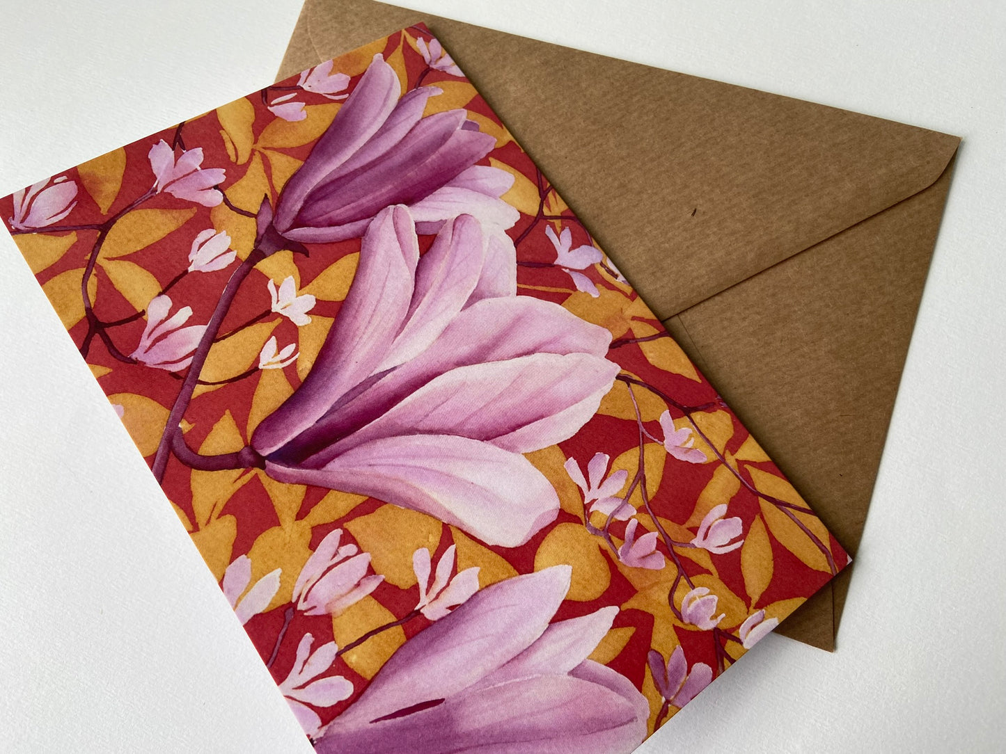 Card Big Magnolia on orange