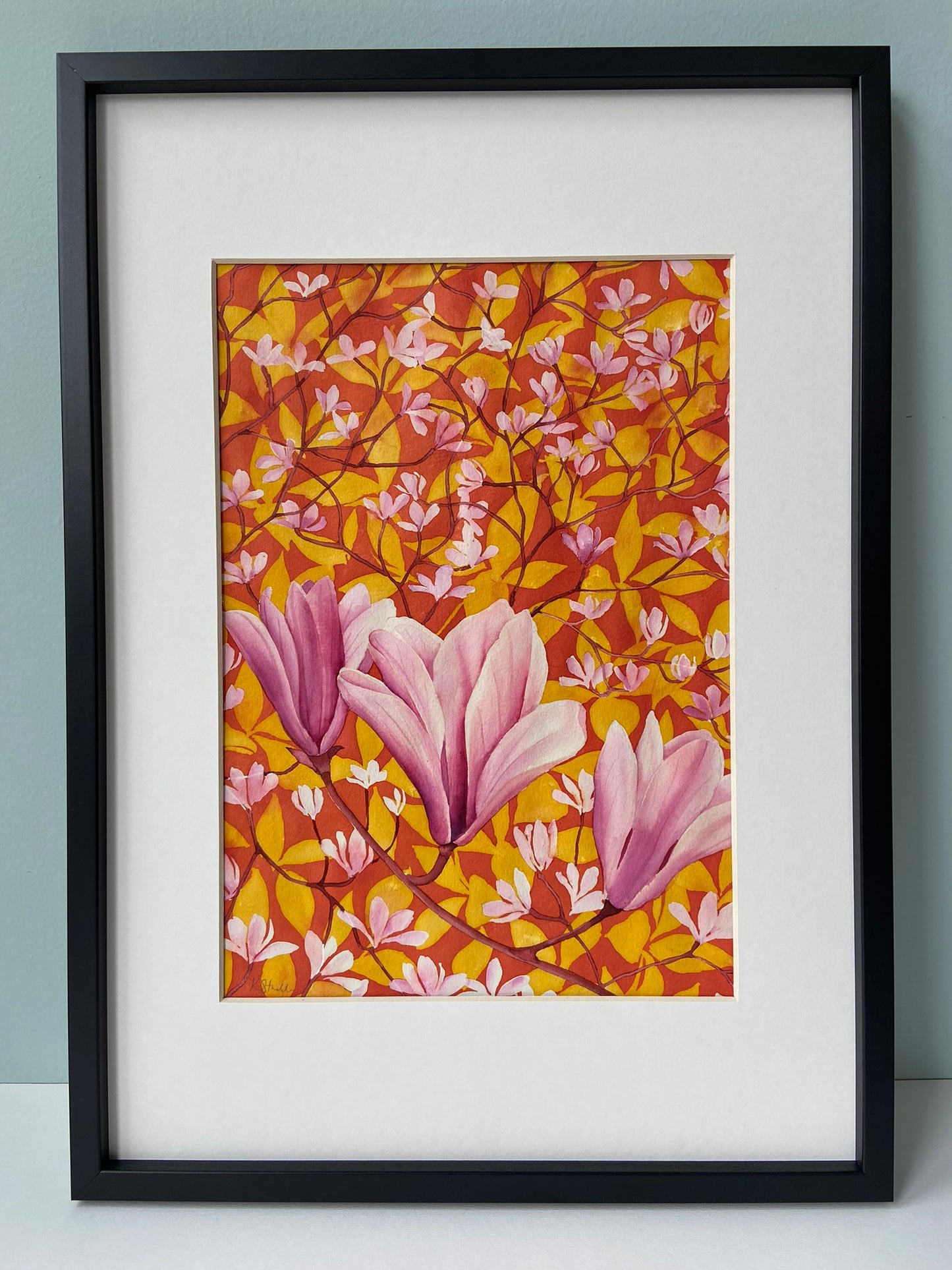 Framed original Magnolia painting