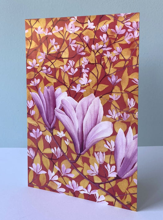 Card Magnolia on orange